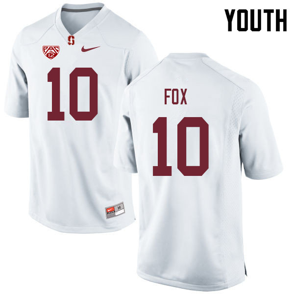 Youth #10 Jordan Fox Stanford Cardinal College Football Jerseys Sale-White - Click Image to Close